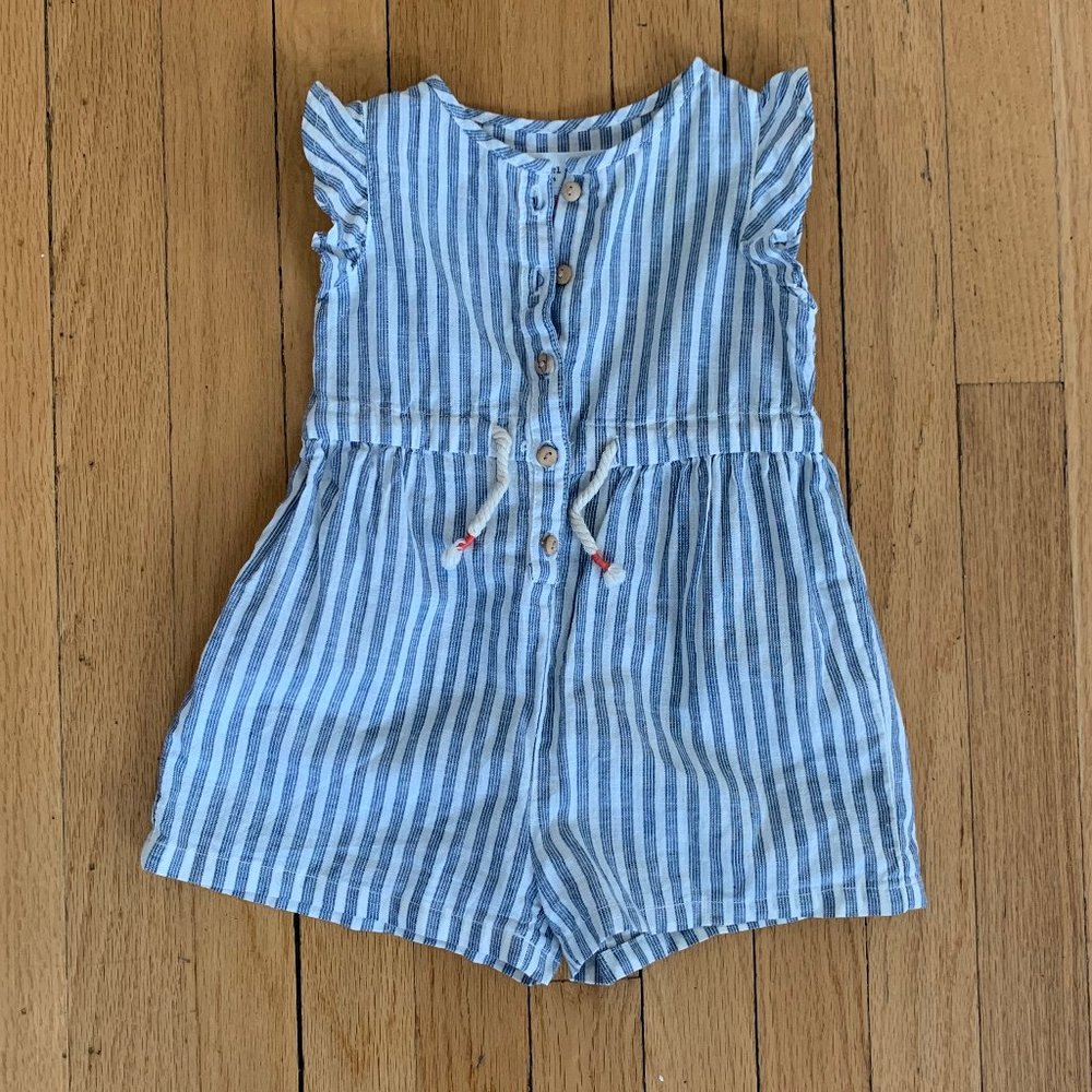 Zara baby cotton pinstripe romper sz 6-9M